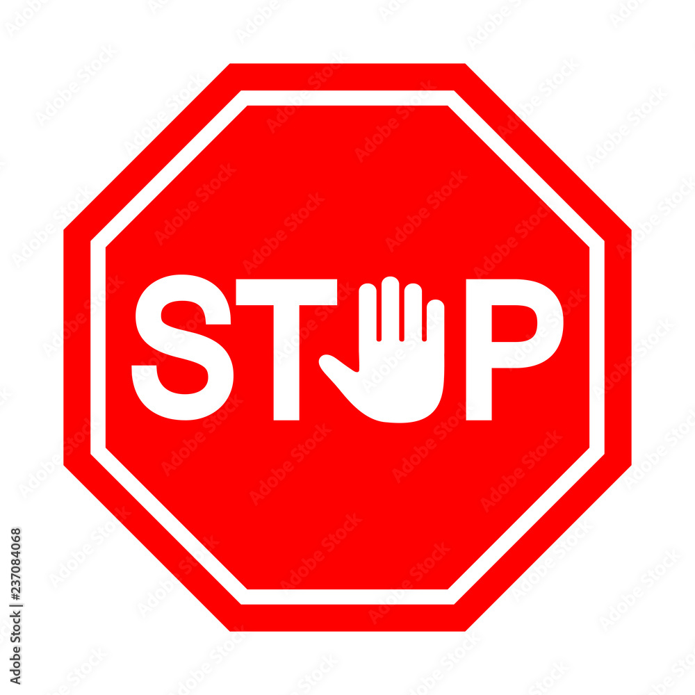 illustration of a stop hand sign on a white background illustration of a stop hand sign on a white background