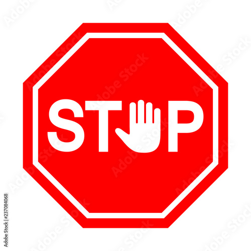 illustration of a stop hand sign on a white background