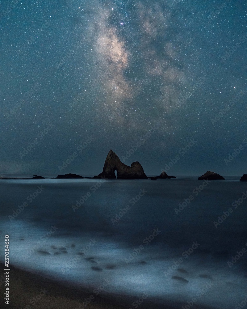 Milky Way over Martins beach in California