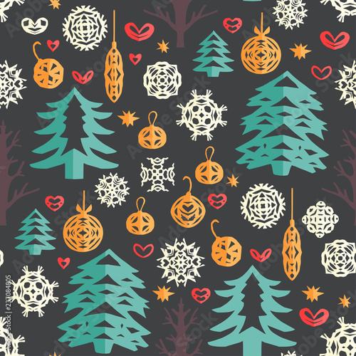 Christmas cut out seamless pattern.