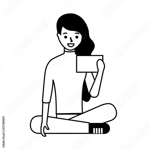 woman sitting using mobile