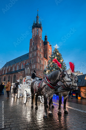 Christmas market in Krakow at night