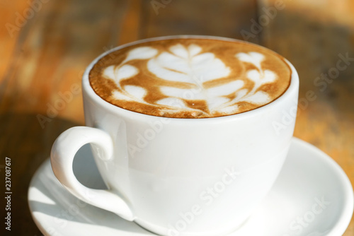 Coffee latte art in the coffee shop. © tonaquatic
