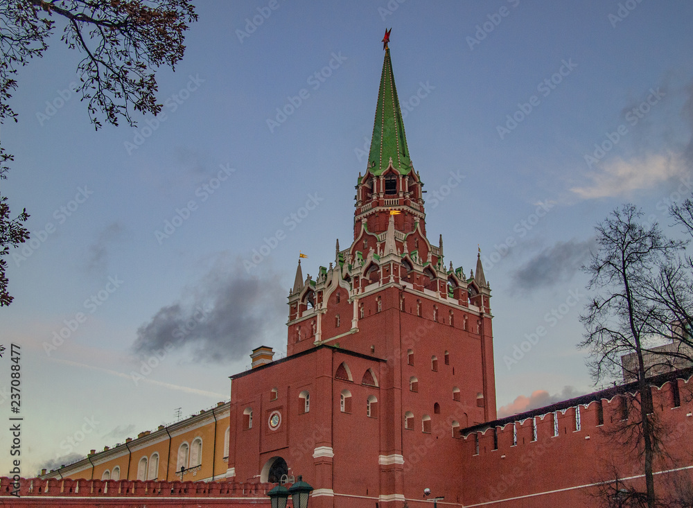 Moscow, Russian Federation. Spasskaya, famous Gothic tower of Kremlin on Red Square Moscow, Russian Federation. Spasskaya, famous Gothic tower of Kremlin on Red Square