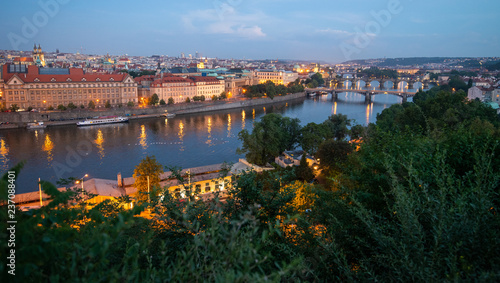 Thr bridges of Prague during the blue hour