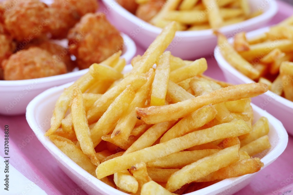 French fries and fried nuggets French fries and fried nuggets