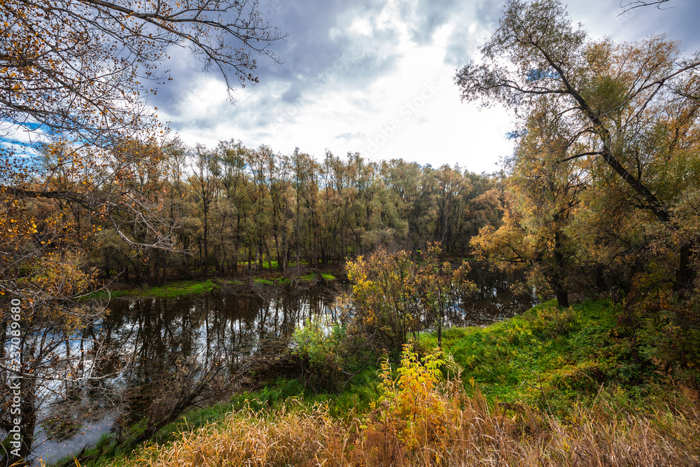 Autumn landscape on the river. Western Siberia, Novosibirsk region, Russia Autumn landscape on the river. Western Siberia, Novosibirsk region, Russia