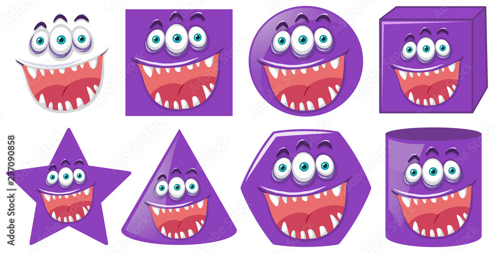 Set of purple shaped expressions