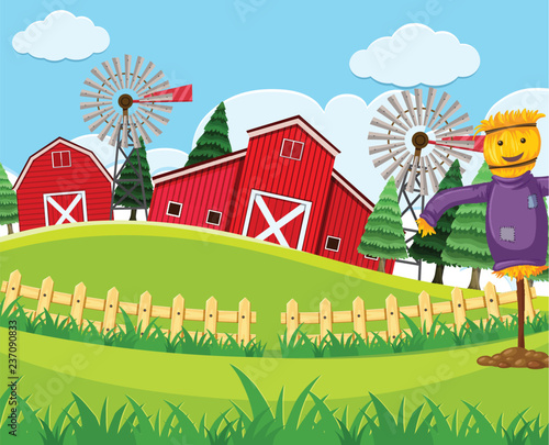 Red barn farm scene