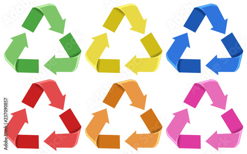 Set of colorful recycle icons
