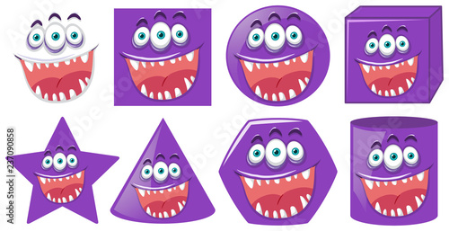 Set of purple shaped expressions