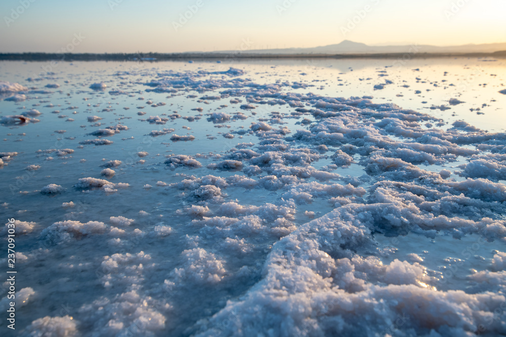 Fototapeta premium Sunset at Larnaca's Salt Lake, Cyprus