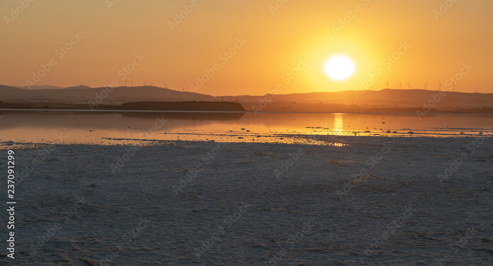 Sunset at Larnaca's Salt Lake, Cyprus