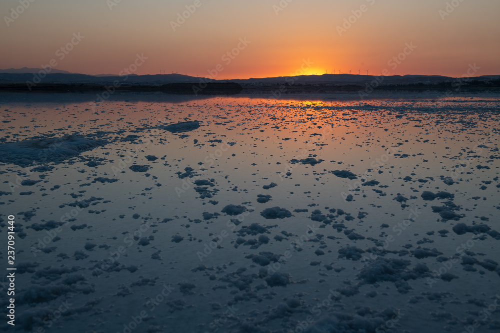 Obraz premium Sunset at Larnaca's Salt Lake, Cyprus