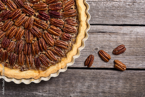 Autumn american pecan pie photo