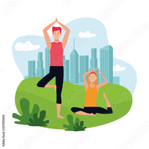 couple doing yoga