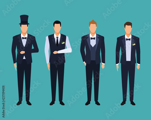 set of wedding suits