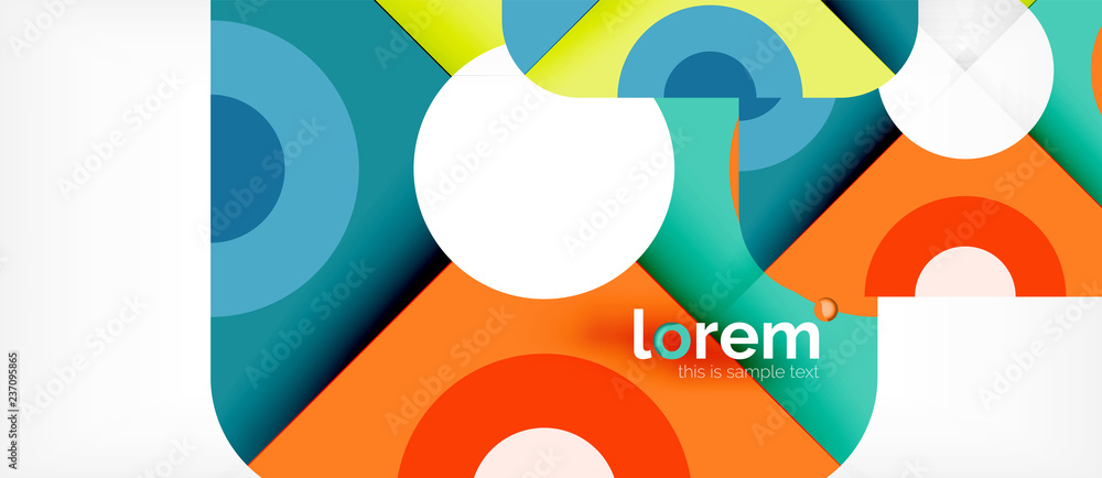 Geometric colorful shapes composition abstract background. Minimal dynamic design