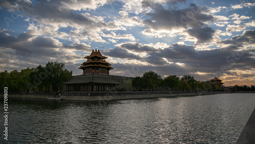 Forbidden City moat at dusk