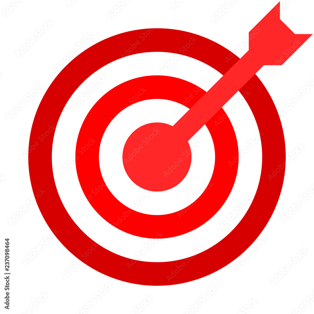 Target sign - red shades transparent with dart, isolated - vector