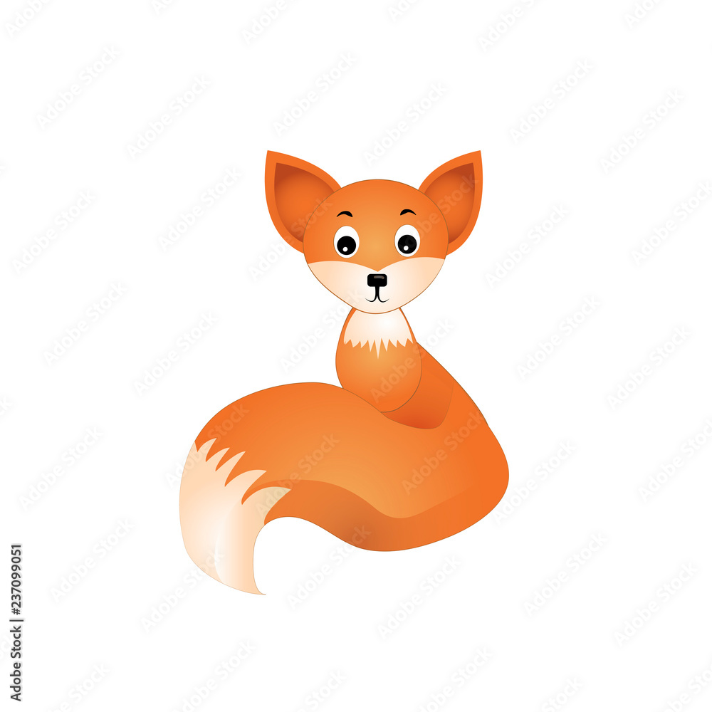 Fototapeta premium Vector illustration of Fox isolated on white background.