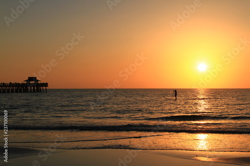 Spectacular Florida sunset. Gulf of Mexico. Atlantic Ocean sunset. Silhouette