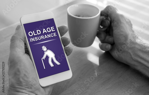 Old age insurance concept on a smartphone
