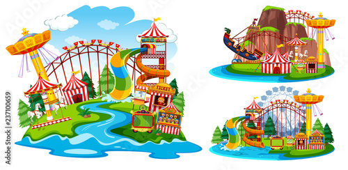 Set of isolated theme park