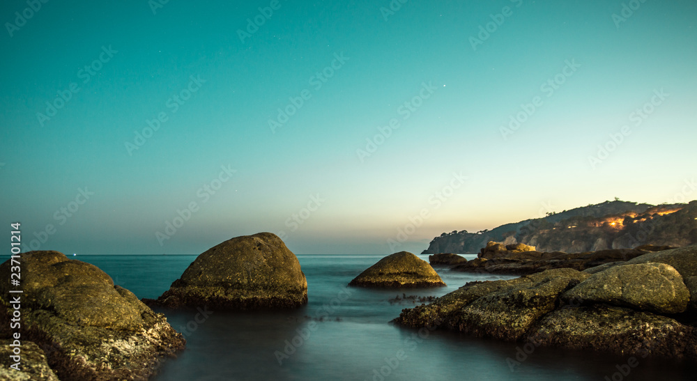 Calella rocks at night Calella rocks at night