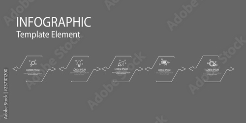 thin line hexagon arrow infographic template element