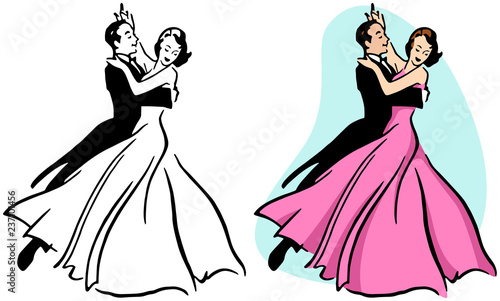 A couple ballroom dancing.