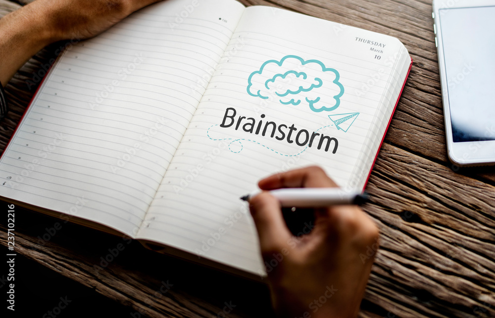 Text Brainstrom on a notebook Text Brainstrom on a notebook