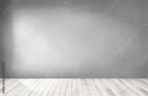 Tableau sur Toile Gray wall in an empty room with a wooden floor