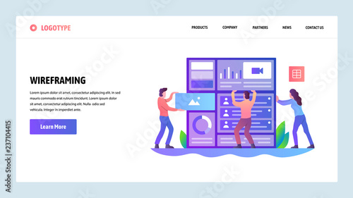 Web site onboarding screens. Developers build website wireframe interface. Menu vector banner template for website and mobile app development. Modern design linear art flat illustration.