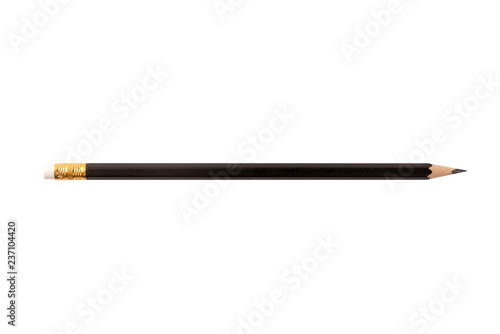  Black pencil isolated on white background.