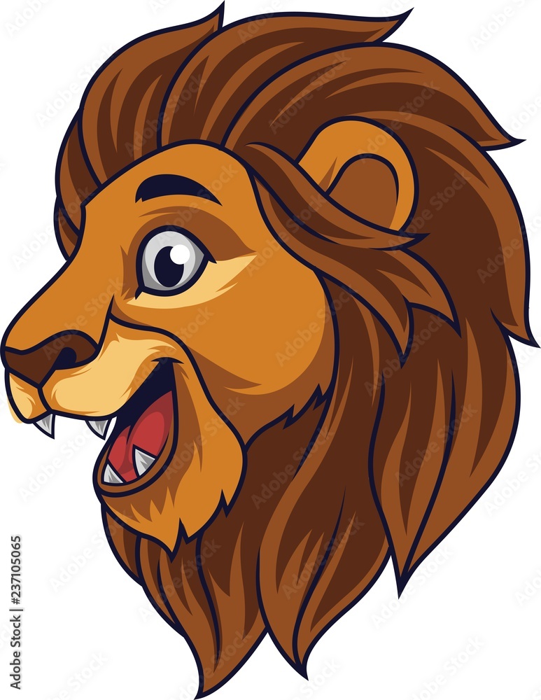 Fototapeta premium Cartoon lion head smiling