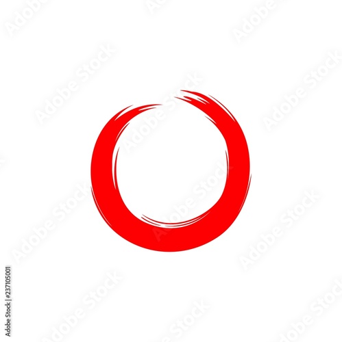 Red Circle Zen, Sumi-e Logo, Icon, Sign Watercolor, Vector Design