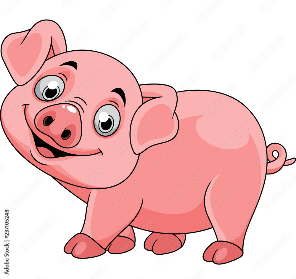 Naklejka premium Smiling pig cartoon