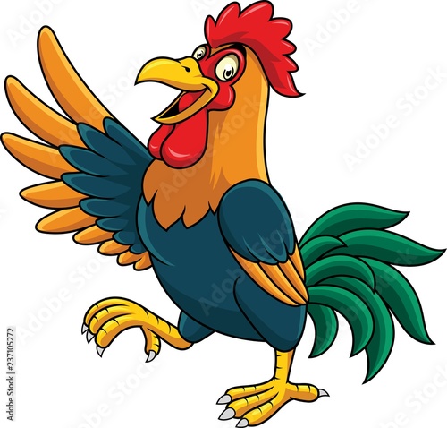 Cartoon rooster presenting