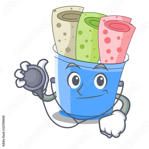 Doctor rolled ice creams in cartoon cups