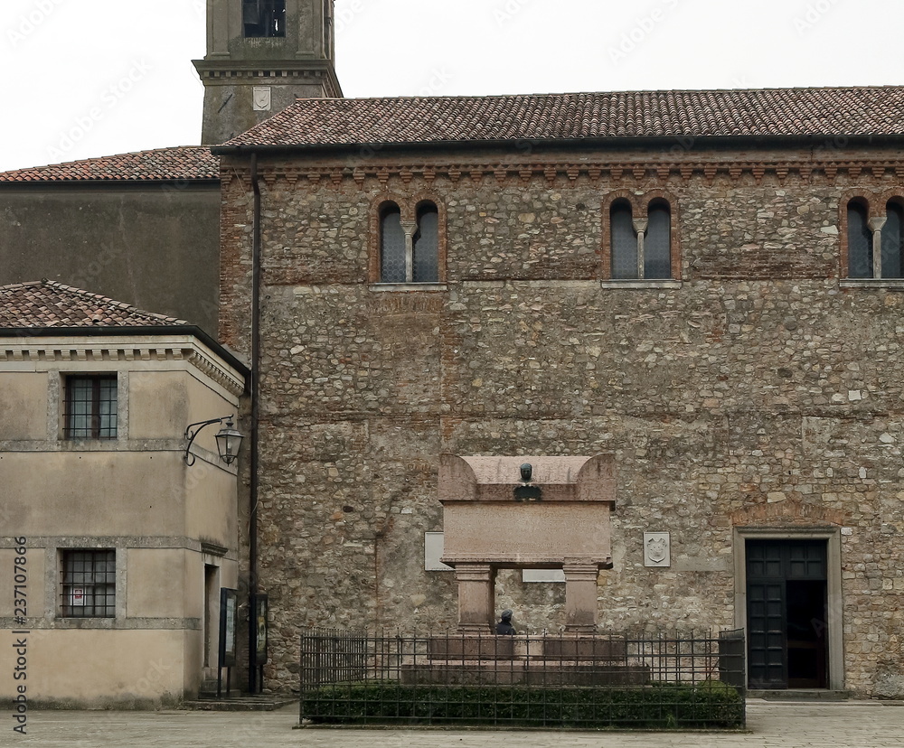 Arquà Petrarca, Italy province of Padua, where poet Francesco Petrarca lived and died. Tomb of Petrarca