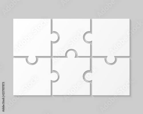 White Puzzle Pieces JigSaw Six Steps Infographic.