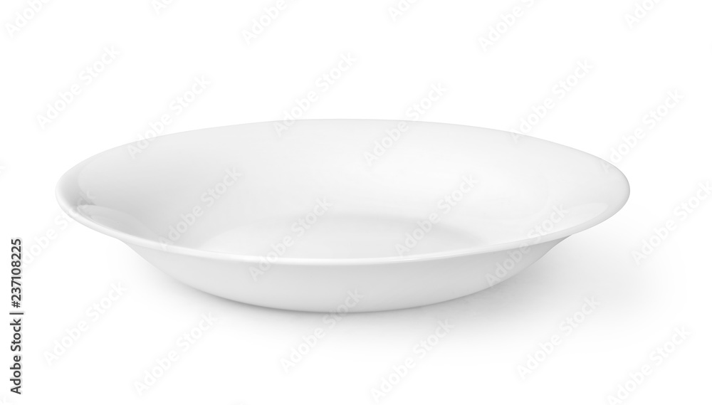 Round plate or dishe isolated on white with clipping path Round plate or dishe isolated on white with clipping path