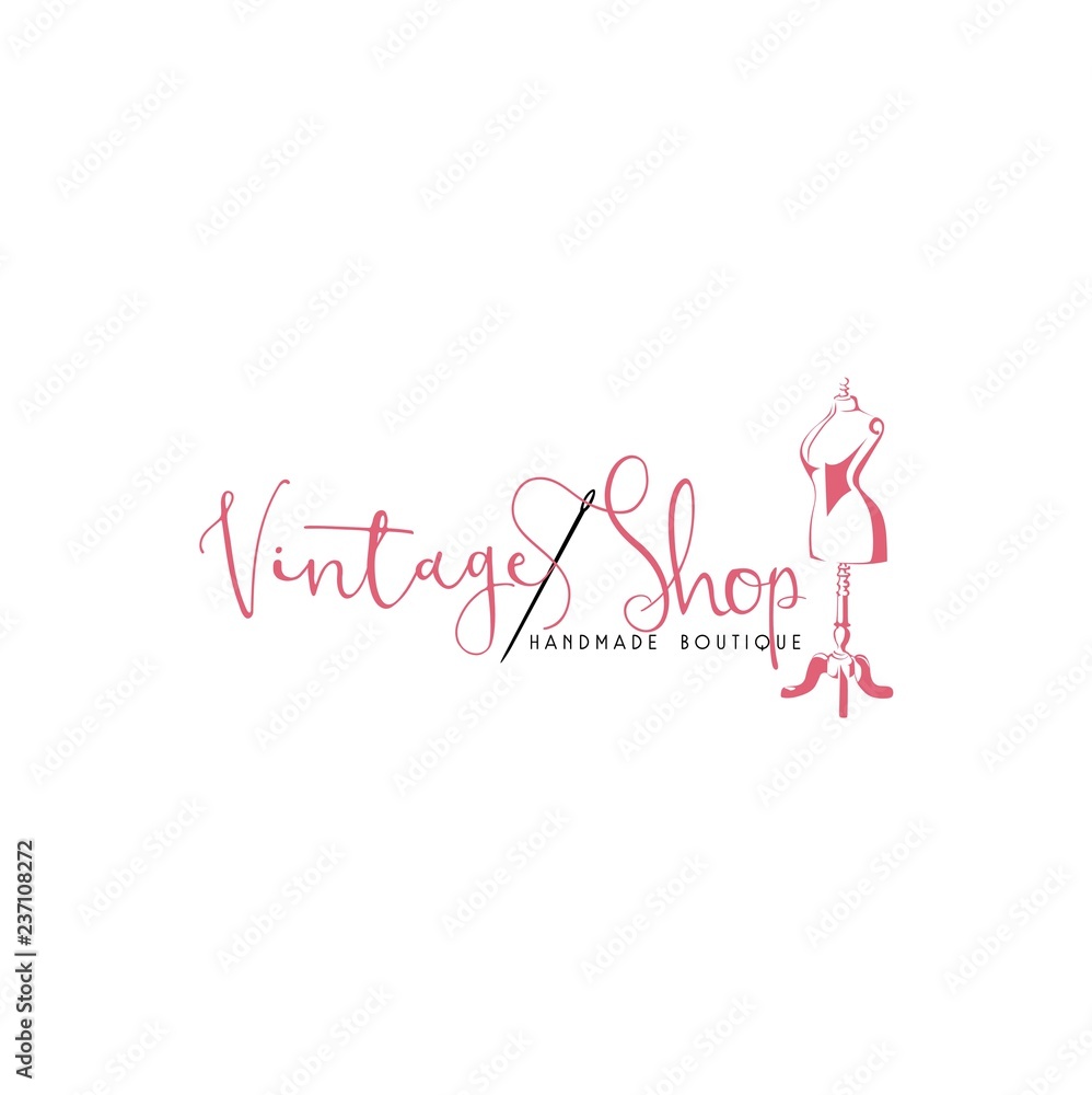 Tailor Sewing Vintage, Mannequin, Needle, Fashion, Retro Logo, Sign, Icon Template Vector Design