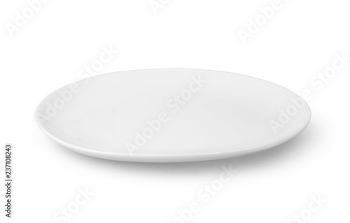 Round plate or dishe isolated on white with clipping path