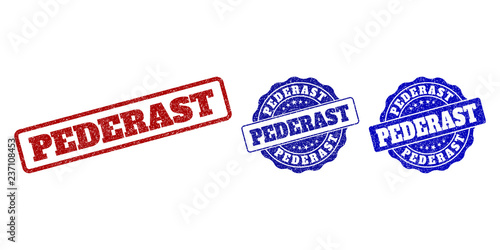 Foto PEDERAST grunge stamp seals in red and blue colors