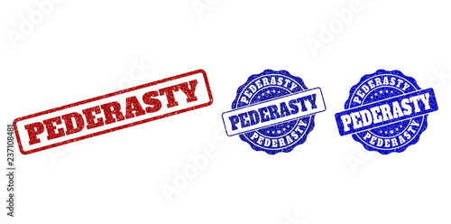 Bilde på lerret PEDERASTY grunge stamp seals in red and blue colors