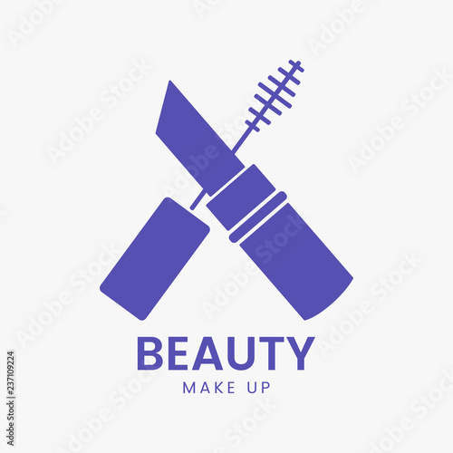 Blue mascara icon cosmetics vector