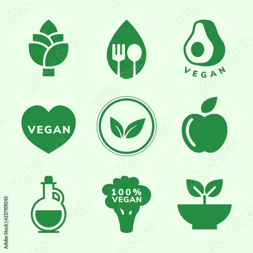 Collection of vegan icon vectors