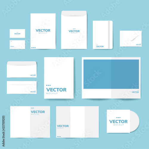 Set of printing material designs mockup vector